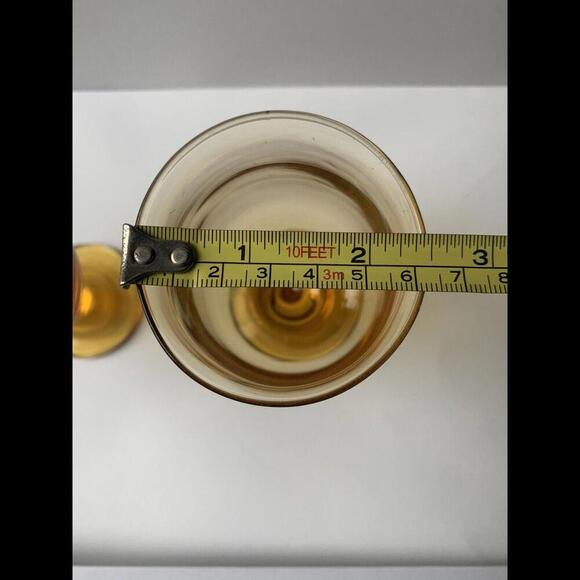 Vintage Pair Of Amber Wine Glass lot of (2) 5 5/8” Tall - Picture 5 of 8